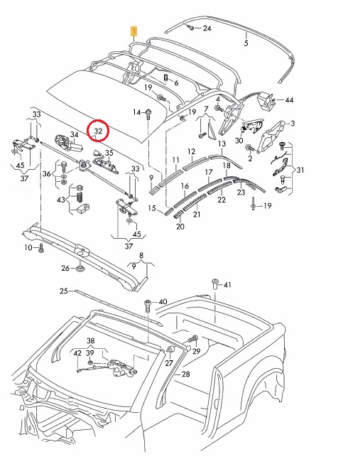 Cabriokapslot met sluitmotor voorzijde Volkswagen Golf 6 VI cabriokap