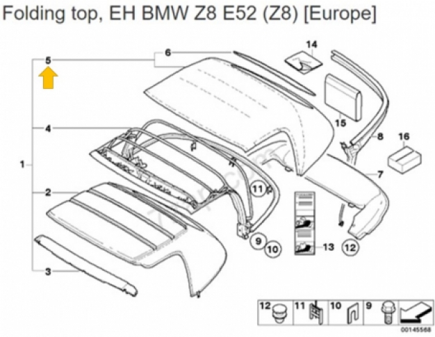 Cabriokap BMW Z8 E 52 met rits ruit OEM ORIGINEEL