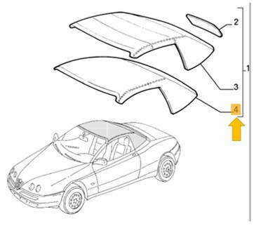 Binnen hemel cabriokap Alfa Romeo GTV spider 916
