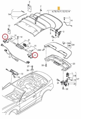 Sluiting cabriokap Audi A5 S5 cabrio 2009 - 2017