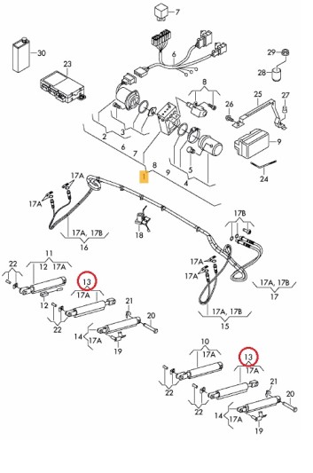 Hydraulische cilinder spanbeugel cabriokap Audi A5 S5 cabrio 2009 - 2017