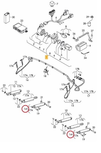 Hydraulische cilinder deksel opbergbak cabriokap Audi A5 S5 cabrio 2009 - 2017