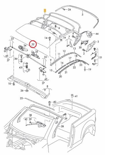 Cabrio kap dak slot met sluitmotor voorzijde Volkswagen Golf 6 VI cabriokap