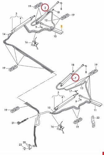 Hydraulische cilinder achter spand Cabriodak Audi A4 S4