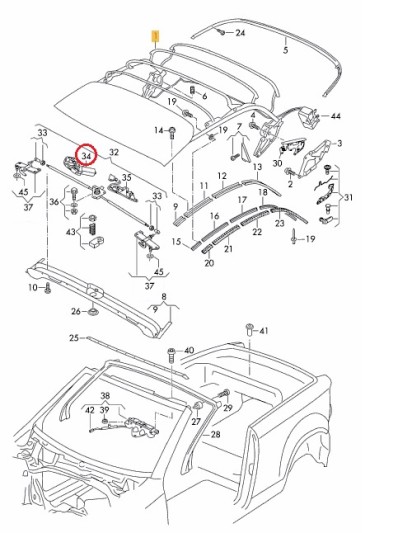 Sluitmotor voorzijde cabriokap Audi A3 cabrio 2008 - 2013