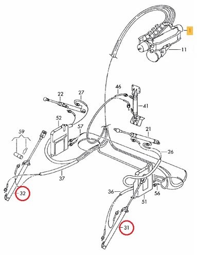 Hydraulische cilinder cabriokap Audi 80 cabrio