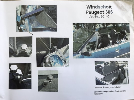 Windscherm Peugeot 306