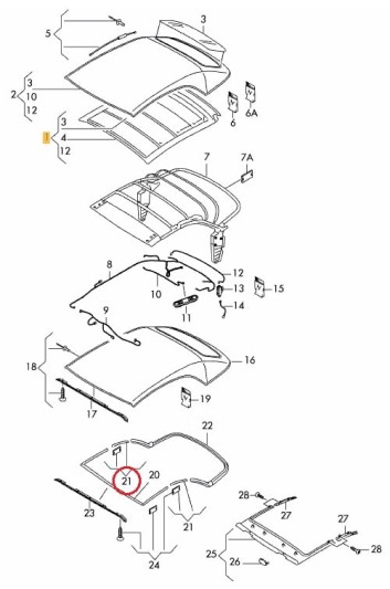 Zij rubber midden cabriokap Audi A5 S5 cabrio 2009 - 2017