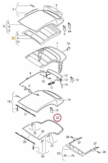 Achter rubber cabriokap Audi A5 S5 cabrio 2009 - 2017