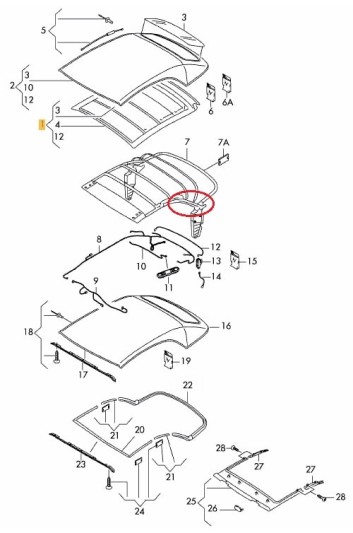 C stijl profiel cabriokap Audi A5 S5 cabrio 2009 - 2017